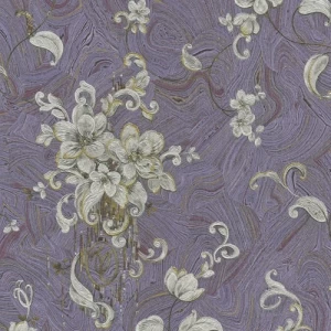 Patterned Wallpaper 10m x 1.06m Gray with Purple, Model 84001-1 | Balbaid Decor Company