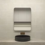 مراية مستطيل، إطار ألمنيوم فضي، مقاس 60 × 80 سم