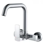 Wall Sink Mixer, Chrome Color, Model CUBIST | Saudi Ceramics