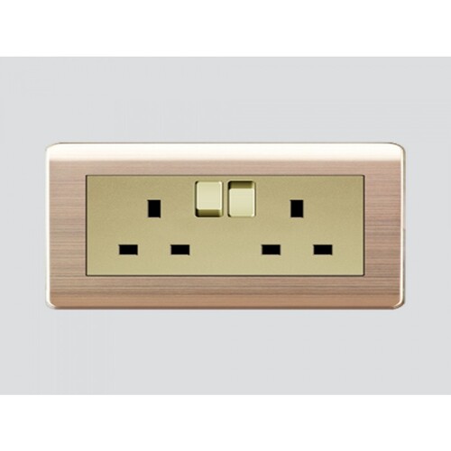 Double Triple Socket with Switch 13 Amp Gold Color A66 14x7 cm | Art DNA