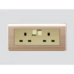 Double Triple Socket with Switch, 13 Amp, Gold Color, A66, 14x7 cm