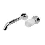 Concealed Wall Italian Washbasin tap, weight 2.16 kg, Chrome/White Carrara Marble Color