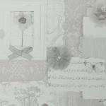 Floral Wallpaper, Gray, Length 15.6m, Width 106cm