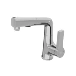 Washbasin Mixer With Movable Lever, Length 22.8 cm, Width 17 cm, Diameter 5 cm, Shinny Chrome Color