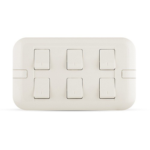 10A Light Switch 6 Gang, White Color, 7x14cm, 250 Volts, SPS106 | Spectra