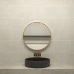 مراية بيضاوي الشكل، إطار ألمنيوم ذهبي، مقاس 60 × 60 سم