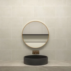 Oval-Shaped Mirror 60 × 60 cm Golden Aluminum Frame | Al Muhaidib Sanitary and Ceramic