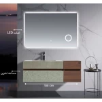 Wooden Marble Decorative Washbasin, Gray and woody brown Color, Size 100 cm, with LED mirrors