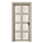 أبواب بريميوم كلاسيكية، لون رمادي، مقاس 235 × 115 سم، سمك 6 سم، موديل GPR05