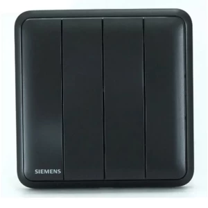 10A 4 Gang 2 Way Light Switch, Black, 86x86mm, 250V | Siemens (Delta Seata)