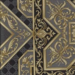 ورق جدران فينيل، تصميم نقشات، مقاس 15.6 م×100 سم، لون أسود مع ذهبي ورمادي