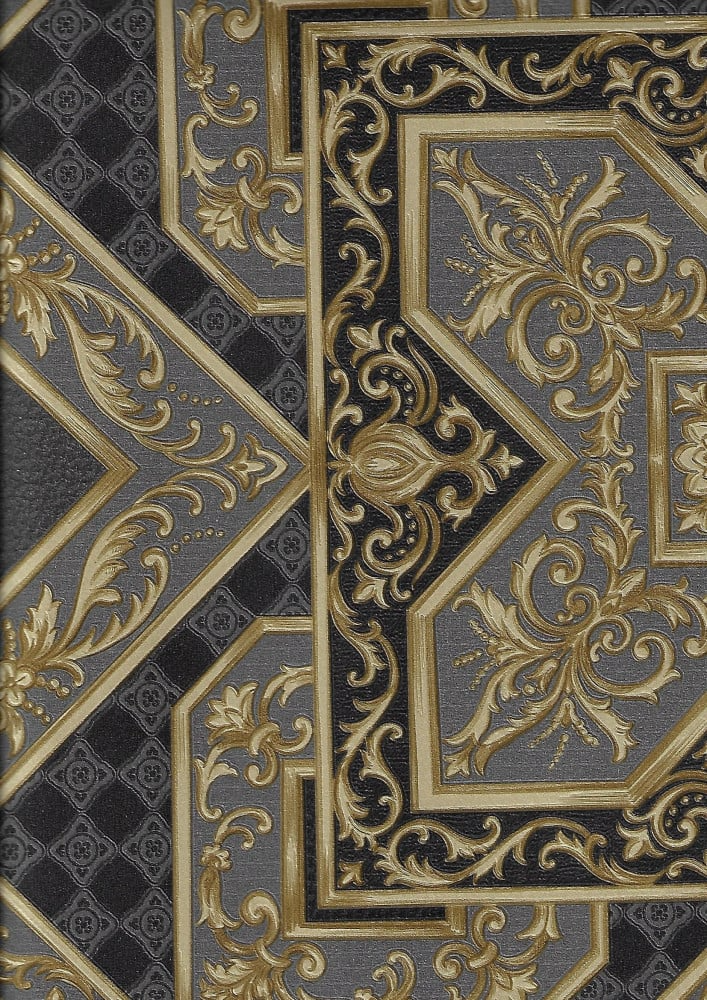 Vinyl Wallpaper Patterned Design 15.6m × 100cm Black Gold Gray | Luxury line