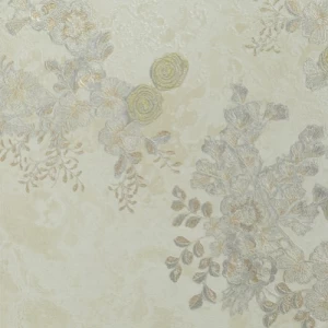 Floral Wallpaper, Gold with Brown and Gray, Length 15.6m, Width 106cm 