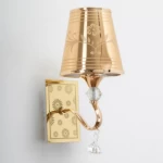 Engraved Gold Wall Lamp, 33 cm Height, 10 cm Width