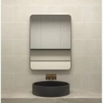 مراية حمام صيني مستطيل الشكل مع اطار الومنيوم، مقاس 50×70 سم، سماكة 4 مم، لون رمادي