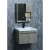 Gray Wooden Ceramic Hand Washbasin Size 80 cm, With Wooden Cabinet and Mirror With Pharmacy 