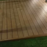 ألواح أرضيات WPC خارجية بديل خشب، طول 220 سم، عرض 14 سم، لون بني