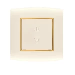 فيش كهرباء بفتحتين 16 أمبير الفنار موديل أمنية المقاس  7x7 اللون بيج بحلقة ذهبى