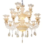 Classic Hanging Chandelier, 15 Arms, 155 cm Length, 95 cm Width, Gold