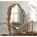مرايا ديكور مقاس 121×96×7 سم، لون ذهبي و فضي، تصميم جزيرة