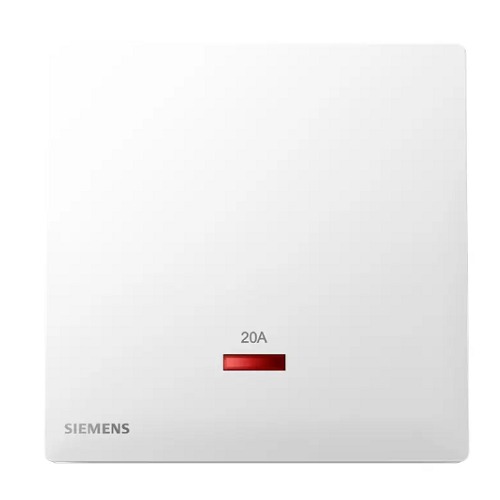 مفتاح مفرد 20 امبير ثنائي القطب مع مؤشر ضوئي (نيون)، ابيض، 86×86 مم، 250 فولت | Siemens (Delta Peleus)