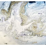 Chinese marble alternative, size 290 x 120 cm rectangle,  blue wavy golden resin