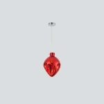 Decorative Hanging Light, Red Color, Diameter 25 cm, Length 30 cm, Cable 200 cm, Single Bulb