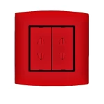 Electrical Switch socket 2 g 2 holes 16 Amp Alfanar Model  Omnia Size 7x7 Colour Red with Black Ring