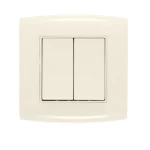 مفتاح كهرباء عريض مزدوج 10 امبير  ألف الفنار مقاس 7×7 سم اللون بيج 