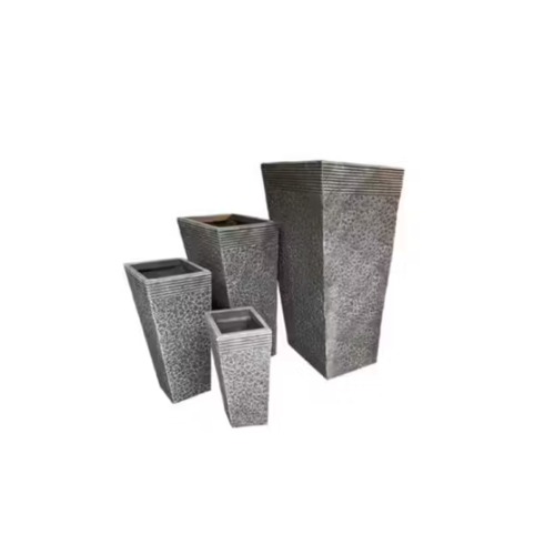 Fiberglass Plant Pot 32x32x53 cm, Gray Color | Zahrat Al Rayyan Establishment
