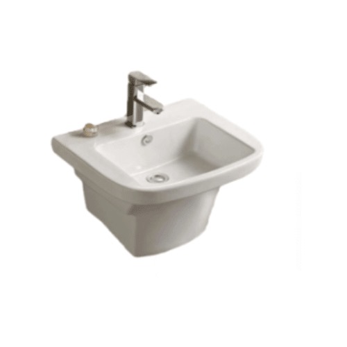 White Square Ceramic Wall Mounted Bathroom Washbasin 56x47x30 cm | Al Muhaidib Sanitary and Ceramic