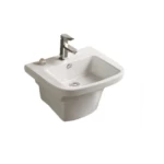 White Square Ceramic Wall Mounted Bathroom Washbasin, Size 56x47x30 cm