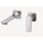 Concealed Washbasin Mixer Brass, Height 7.5 cm, Width 22 cm, Length 28 cm, Silver Color