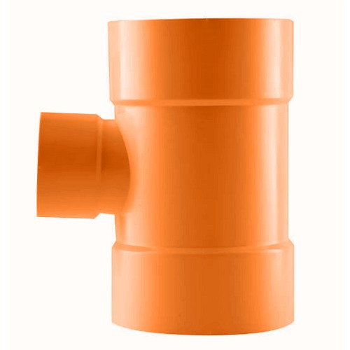 UPVC Plastic Reducing Tee 90° Size 2×3 inch Orange Color | Al mona for innovative pipe solutions