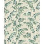 Italian wallpaper leaf-patterned design 10m x 1.06 m, beige with green color, model 46737