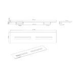 Glass Shelf,  Size 500x120x22  mm, Matte Gold