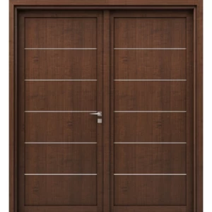 Premium Luxury Wooden Entrance Door Dual 220×235 cm 6 cm Thickness Dark Brown | YT-32404385