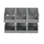 Plastic Storage Bin Light Gray, Size 15.50x12x8 cm, 5kg Capacity, Model OHQPJ