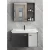 Aluminum Wall Hung Vanity Unit size 80 cm, with Mirrored Medicine Cabinet, White Marble Color