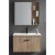 Light Woody Bathroom washbasin With Wooden Cabinet And Pharmacy With Mirror Size 80 cm 