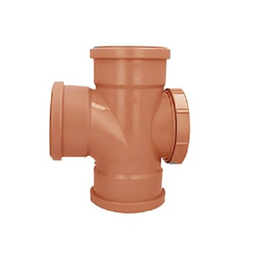 قسام بلاستيك °87.5 UPVC بسدة فحص قطر 110 ملم، طول 250 ملم، لون برتقالي | Cosmoplast
