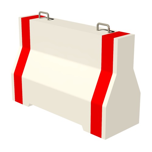 Reinforced Concrete Barriers 120x120x55 cm Red and White, Two Hooks, Single Forklift Opening | Matkel Store