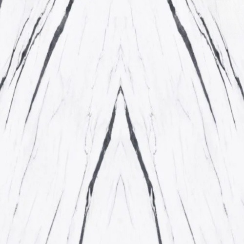 Open Book Design Artificial Marble, Pattern 244 cm, Panel Width 122 cm, White and Black | OP17