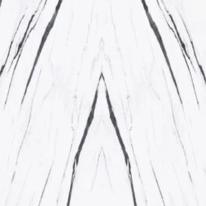 Open Book Design Artificial Marble, Pattern 244 cm, Panel Width 122 cm, White and Black | OP17