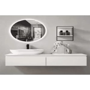 Marble Top Single Basin Washbasin 120×48 cm White with Wooden Cabinet | Al Muhaidib Sanitary and Ceramic