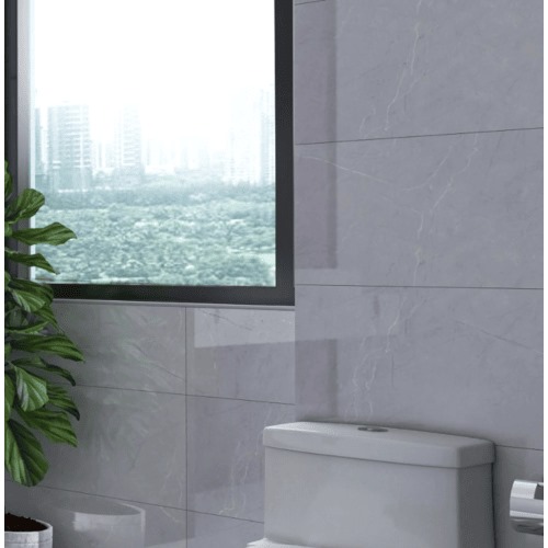 Glossy Ceramic Wall Tiles 9 mm Thickness, 30x60 cm Size, Light Grey | Saudi Ceramics