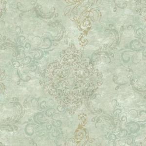 ورق جدران امريكي لون اخضر تصميم كلاسيك، مقاس 10 م×0.53 م، موديل TB4245 | شركة بالبيد للديكور