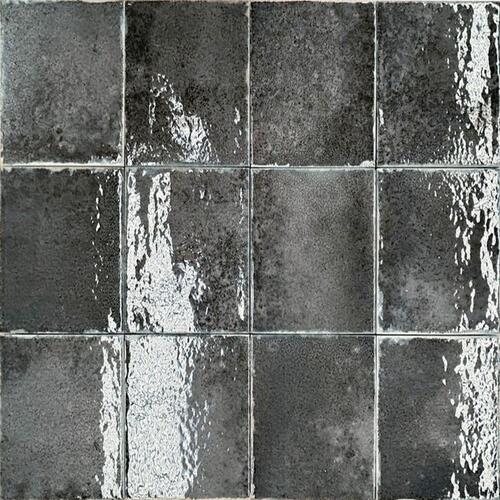 بلاطات سيراميكية لامعة أسود 12×12 سم، سمك 1 ملم، استخدام داخلي وخارجي | 