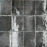 Black Glossy Ceramic Slabs, Indoor and Outdoor, Dimensions 12×12 cm, Thickness 1 mm