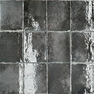 بلاطات سيراميكية لامعة أسود 12×12 سم، سمك 1 ملم، استخدام داخلي وخارجي | 